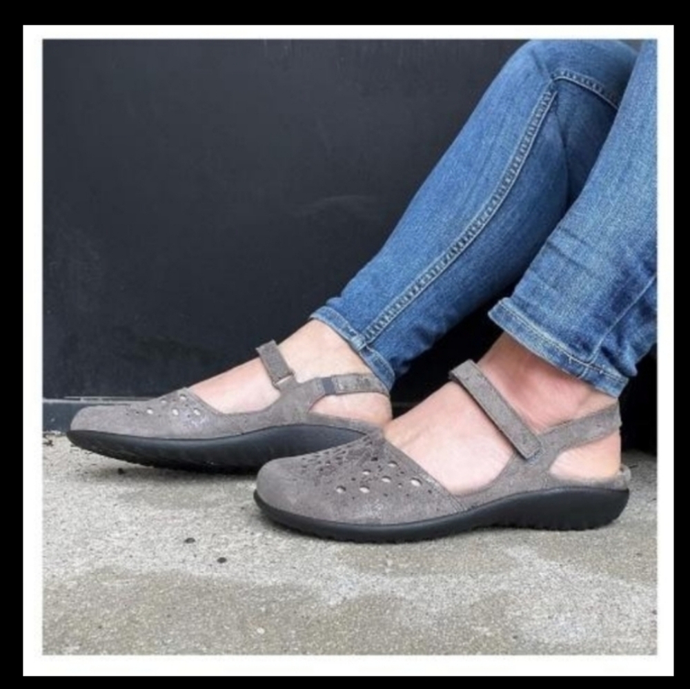 39 NAOT Arataki Gray Shimmer Slingback Flat Sandal Clog Loafer Women 8 to 8.5 - Picture 16 of 16